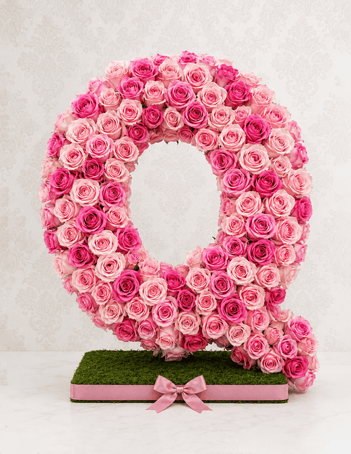 Letter Q Pink Bloom Floral