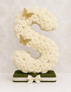Letter S White Rose Floral