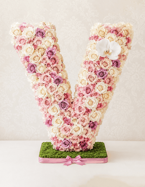 Letter V Lavender Orchid Floral