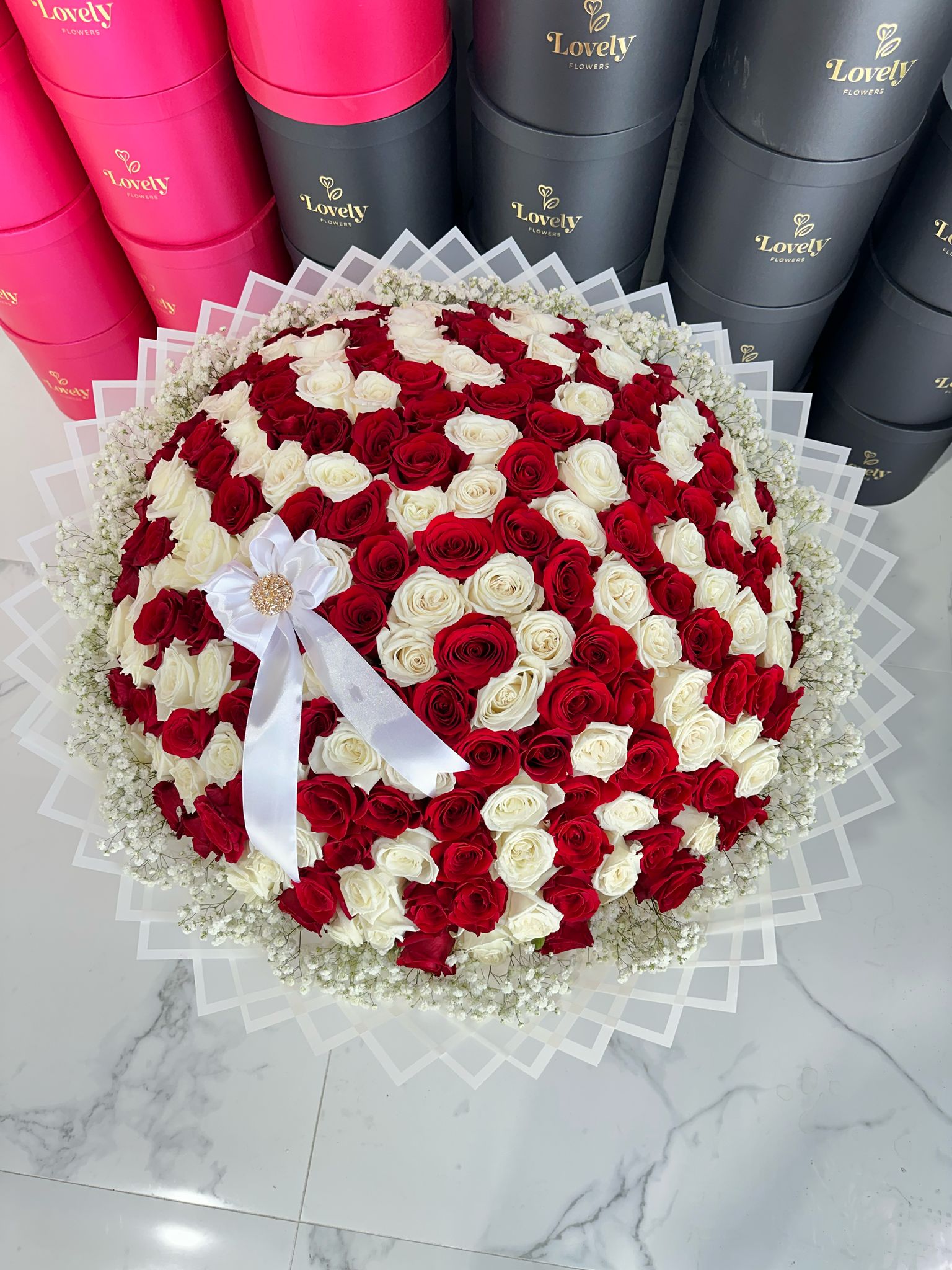 200 Roses White and Red