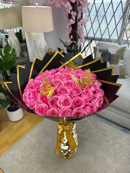50 Opala Roses  with black wrapping