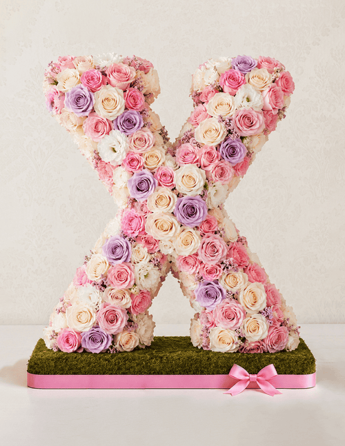 Letter X Lavender Rose Floral
