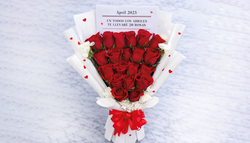 April 20 Red Roses Bouquet with Newspaper