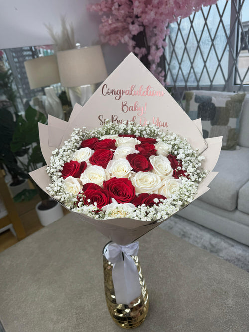 25 Roses White and Red