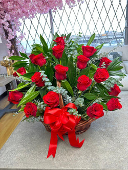Funeral Red Rose Basket
