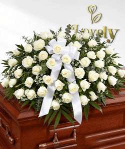 White Rose Half Casket Spray