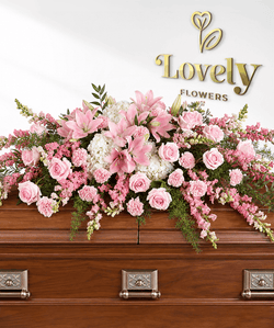 Pink & White Half Casket Spray