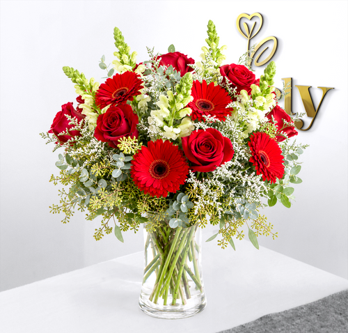 Crimson Garden Vase Arrangement