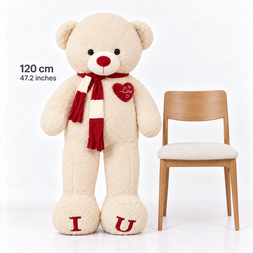 (VBW1) 47" Giant White Teddy Bear 120cm | Oso Gigante Blanco | Lovely Flowers