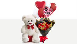 12 Red Roses + Bear + Balloons + Butterflies