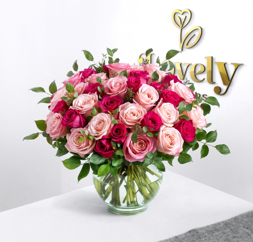 Luxury pastel pink & magenta rose bouquet