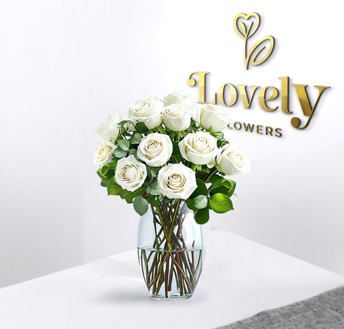 Elegant Pure White Rose Bouquet – Premium Long-Stem Roses